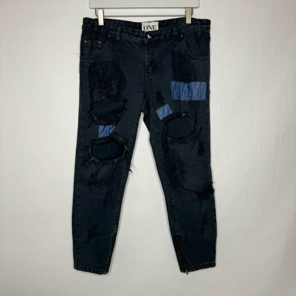 One Teaspoon Trashed Free Birds Washed Black Jeans - Picture 3 of 4